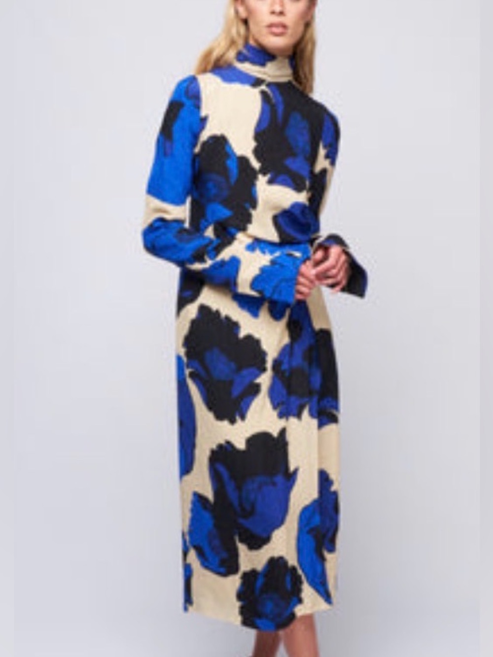 Dries Van Noten Dalba Blue and Cream Floral Maxi Dress FR 38 / US 6